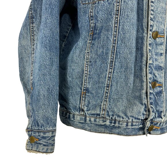 Big Dogs Womens Denim Fur Collar Jacket Large Button Up Vintage Blue - Picture 5 of 13